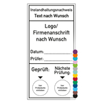 Instandhaltungsnachweis mit Logo, Wunschtext und Firmendaten