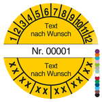 Mehrjahrespr&uuml;fplakette mit Wunschtext und fortlaufender Nummerierung rund f&uuml;r 6 Jahre