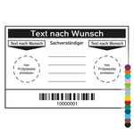 Grundplakette Wartungsnachweis mit Wunschtext, Barcode und fortlaufender Nummerierung